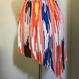 Jolt Unique Multi-colored Striped Asymmetrical Mini Skirt, Size Medium